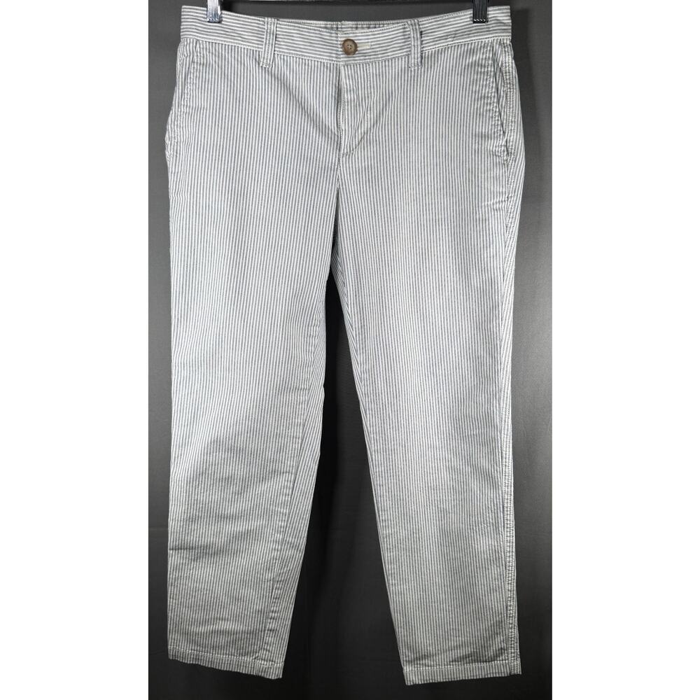 Gap Girlfriend Khaki Pants 2R Blue White Stripe Straight Leg Casual